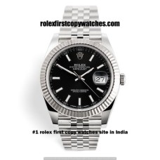Rolex Date Just Stick Mark Black Steel First Copy Watch Hyderabad | COD