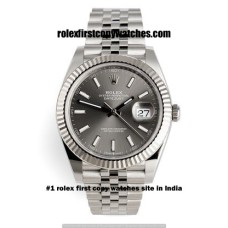 Rolex Date Just Stick Mark Grey Steel First Copy Watch Delhi | COD