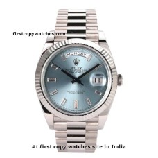 Rolex Day-Date Crystal Diamond Stick Mark Ice Blue First Copy Watch Chandigarh | COD