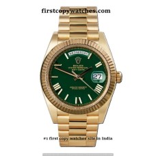 Rolex Day-Date Roman Marking Yellow Gold-Green Dial First Copy Watch Pune | COD