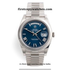 Rolex Day-Date Roman Marking Steel-Blue Dial First Copy Watch Bangalore | COD