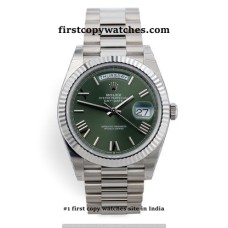 Rolex Day-Date Roman Marking Steel-Green First Copy Watch Ahmedabad | COD