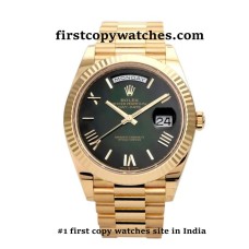 Rolex Day-Date Roman Marking Yellow Gold-Black Dial First Copy Watch Mumbai | COD
