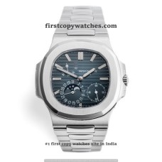 Patek Philippe Nautilus Moon Phase Power Resrve White Gold - Blue First Copy Watch Pune | COD